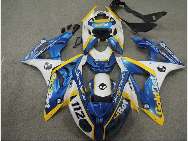 BMW S1000RR 2009-2014 Motorrad Verkleidungen - Weiß Blau GoldBet 112