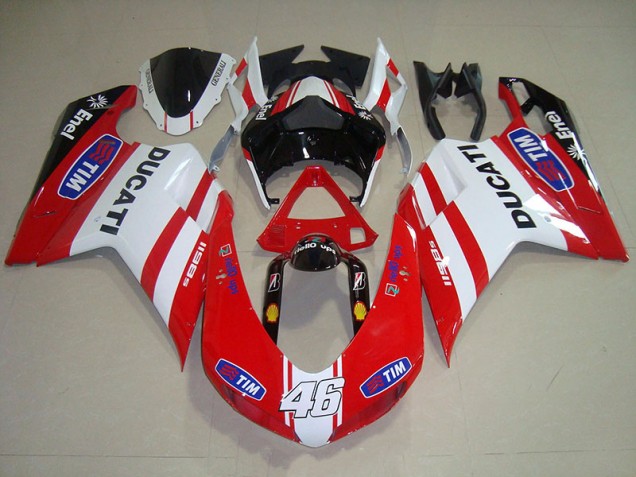 Ducati 1098 2007-2014 Motorrad Verkleidungen - Rot Weiß Tim 46