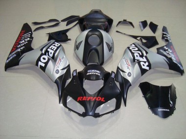 Honda CBR 1000 RR 2006-2007 Motorrad Verkleidung - Matt Schwarz Silber Repsol