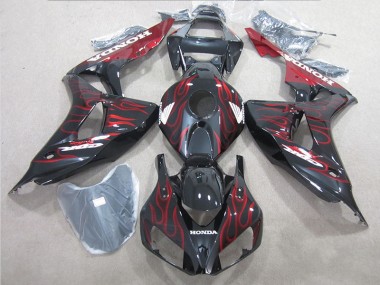 Honda CBR 1000 RR 2006-2007 Motorrad Verkleidungen - Schwarz rote Flamme