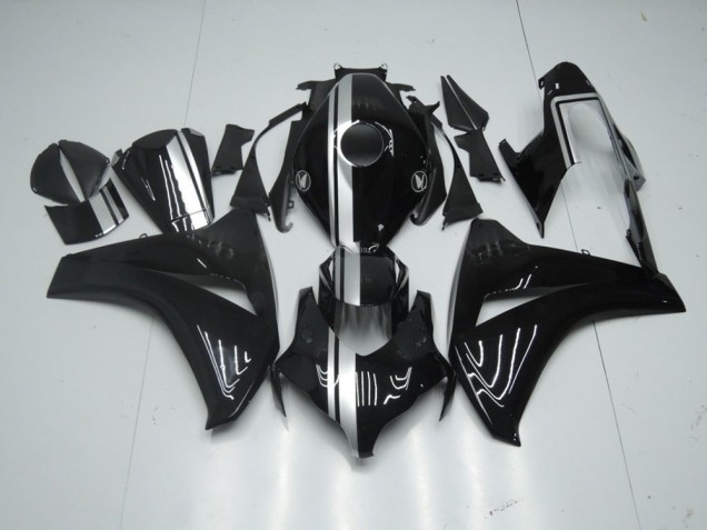 Honda CBR 1000 RR 2008-2011 Motorrad Verkleidungen - Glänzend Schwarz mit silbernem Streifen