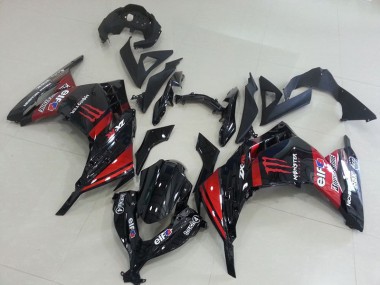 Kawasaki ZX 300R 2013-2016 Motorrad Verkleidungen - Schwarz Rot Monster