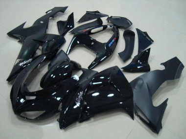 Kawasaki ZX10R 2006-2007 Motorrad Verkleidungen - Glänzend Schwarz Matt Schwarz