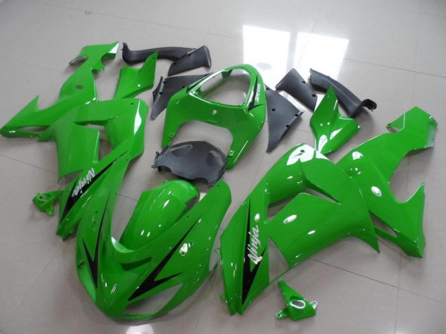Kawasaki ZX10R 2006-2007 Motorrad Verkleidungen - Grün Schwarzer Pfeil