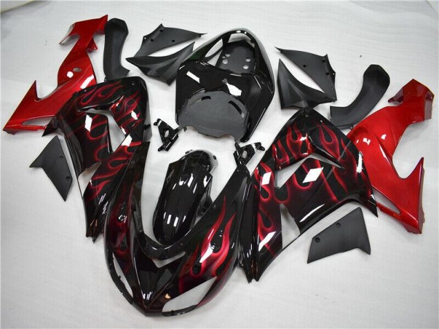 Kawasaki ZX10R 2006-2007 Motorrad Verkleidungen - Rot Flamme