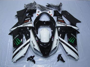 Kawasaki ZX10R 2006-2007 Motorrad Verkleidungen - Schwarz Weißes Touch4 Monster