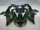 Kawasaki ZX10R 2006-2007 Motorrad Verkleidungen - Schwarze Grüne Flamme