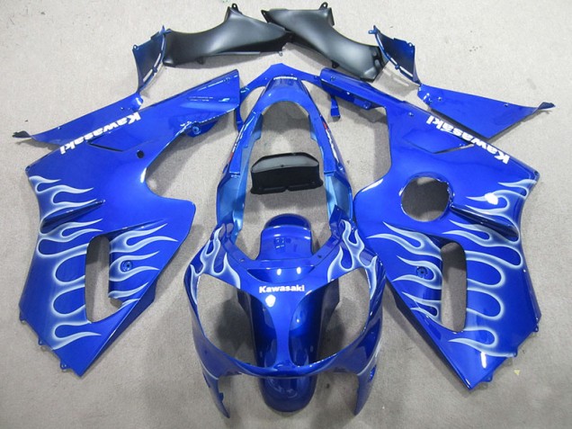 Kawasaki ZX12R 2000-2001 Motorrad Verkleidungen - Blau Weiße Flamme