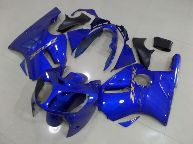 Kawasaki ZX12R 2000-2001 Motorrad Verkleidungen - Blau mit goldenem Aufkleber