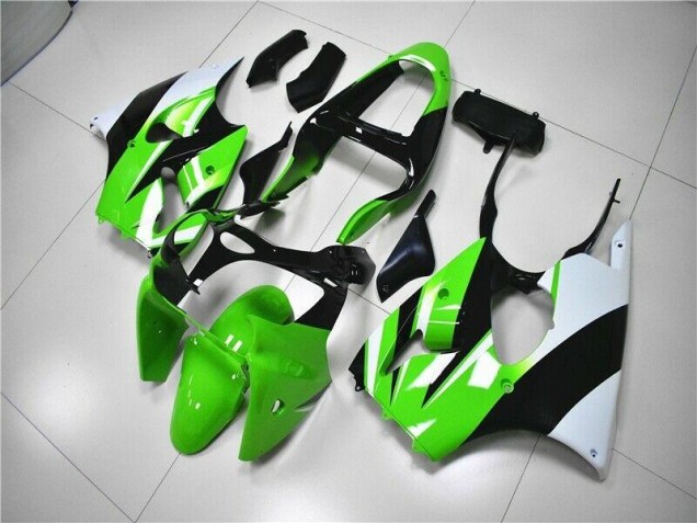 Kawasaki ZX6R 2000-2002 Motorrad Verkleidungen - Grün Weiß Schwarz