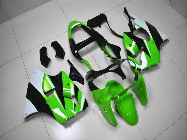 Kawasaki ZX6R 2000-2002 Motorrad Verkleidungen - Grün Weiß Schwarz