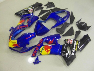 Kawasaki ZX6R 2005-2006 Motorrad Verkleidungen - Blau Rot Bull