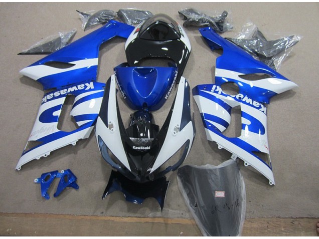 Kawasaki ZX6R 2005-2006 Motorrad Verkleidungen - Blau Weiß