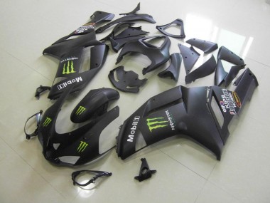 Kawasaki ZX6R 2007-2008 Motorrad Verkleidungen - Matt Schwarz Monster