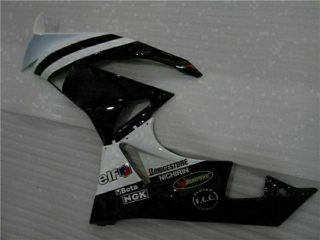 Kawasaki ZX6R 2009-2012 Motorrad Verkleidung - Schwarz Weiß 3M Touch4