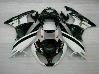 Kawasaki ZX6R 2009-2012 Motorrad Verkleidungen - Schwarz Weiß 3M Touch4
