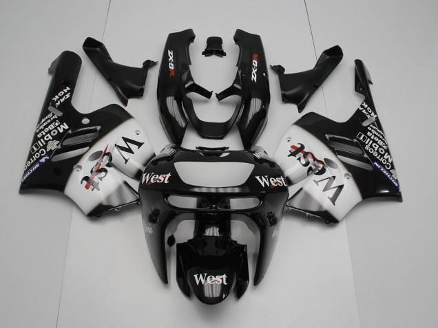 Kawasaki ZX9R 1994-1997 Motorrad Verkleidungen - Schwarz Weißes Westmuster Kawasaki ZX9R 1994-1997 Motorrad Verkleidungen - Schwarz Weißes Westmuster