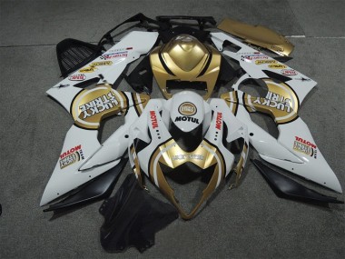 Suzuki GSXR 1000 K5 2005-2006 Motorrad Verkleidungen - Weiß Gold Lucky Strike Motul