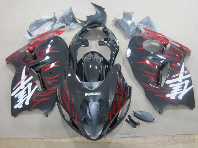 Suzuki GSXR 1300 Hayabusa 1996-2007 Motorrad Vollverkleidung - Schwarz rote Flamme
