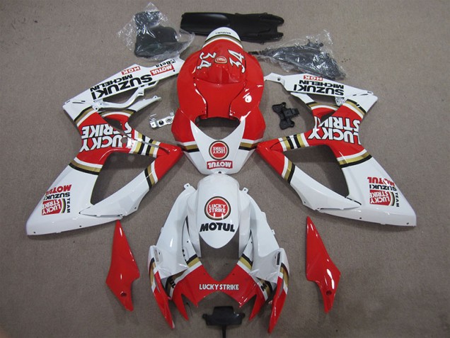 Suzuki GSXR 600 K6 2006-2007 Motorrad Verkleidungen - Rot Weiß Lucky Strike Motul