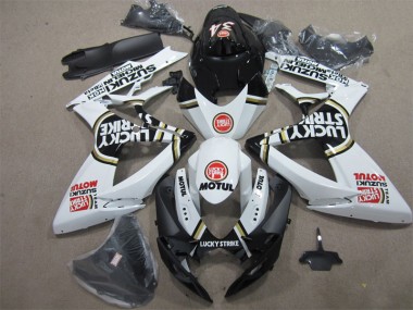 Suzuki GSXR 600 K6 2006-2007 Motorrad Verkleidungen - Schwarz Weiß Lucky Strike Motul