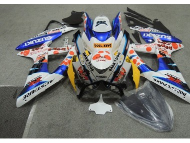 Suzuki GSXR 600 K8 2008-2010 Motorrad Verkleidungen - Weiß Blau Dunkel Hund