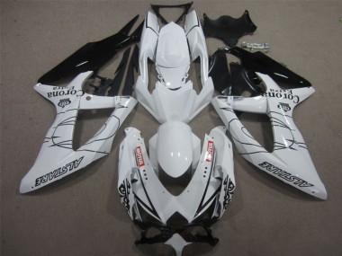 Suzuki GSXR 600 K8 2008-2010 Motorrad Verkleidungen - Weiß Schwarz Corona Extra Motul