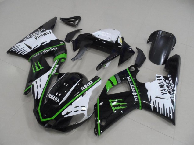 Yamaha R1 2000-2001 Motorrad Verkleidung - Schwarz Weiß Grün Monster