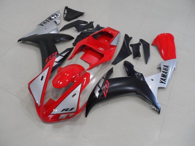 Yamaha R1 2002-2003 Motorrad Verkleidungen - Rot Matte Silber Yamaha R1 2002-2003 Motorrad Verkleidungen - Rot Matte Silber