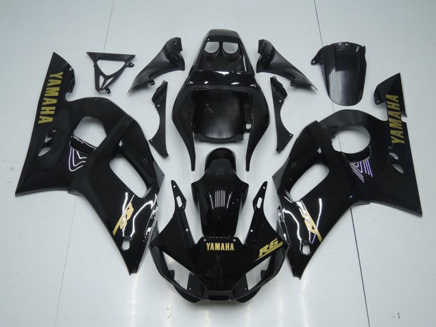 Yamaha R6 1998-2002 Motorrad Verkleidungen - Glänzend Schwarz Gold Aufkleber