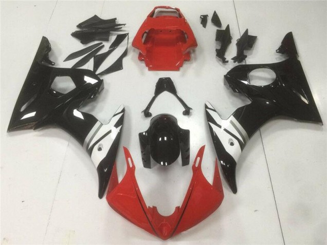 Yamaha R6 2003-2005 Motorrad Verkleidungen - Rot Schwarz Weiß