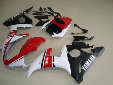 Yamaha R6 2003-2005 Motorrad Verkleidungen - Rot Weiß Matt Schwarz
