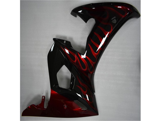 Yamaha R6 2003-2005 Motorrad Verkleidungen - Schwarz rote Flamme Yamaha R6 2003-2005 Motorrad Verkleidungen - Schwarz rote Flamme