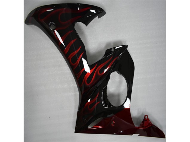 Yamaha R6 2003-2005 Motorrad Verkleidungen - Schwarz rote Flamme Yamaha R6 2003-2005 Motorrad Verkleidungen - Schwarz rote Flamme