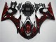 Yamaha R6 2003-2005 Motorrad Verkleidungen - Schwarz rote Flamme Yamaha R6 2003-2005 Motorrad Verkleidungen - Schwarz rote Flamme