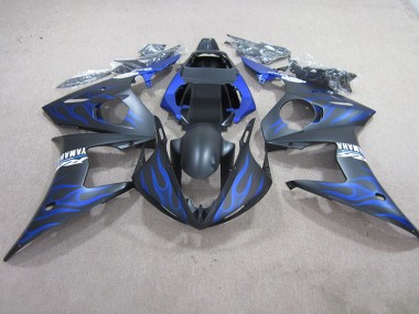 Yamaha R6 2003-2005 Motorrad Verkleidungen - Schwarze Blau Flamme