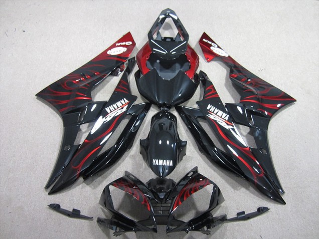 Yamaha R6 2006-2007 Motorrad Verkleidung - Schwarz rote Flamme