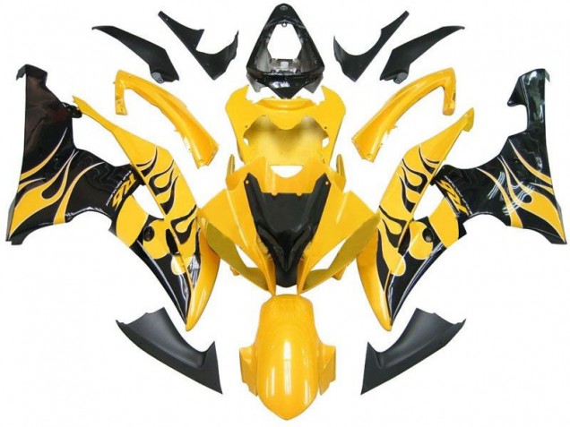 Yamaha R6 2008-2016 Motorrad Verkleidungen - Gelb Schwarz Flamme R6