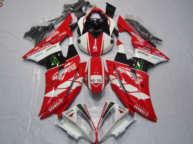 Yamaha R6 2008-2016 Motorrad Verkleidungen - Rot Weiß Rocol