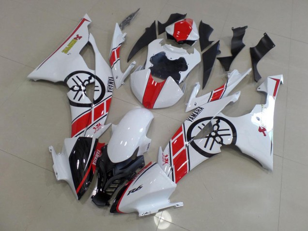 Yamaha R6 2008-2016 Motorrad Verkleidungen - Weiß mit Big Yamaha Logo